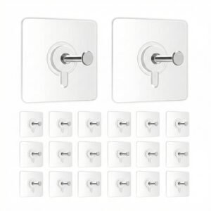 JIALTO 20 Pcs Self Adhesive Hooks for Secure Wall Hanging – Versatile 6mm Nail Hook for Photo Frames Hooks, Clocks, and More – Transparent, Heavy-Duty, No-Drill Solution