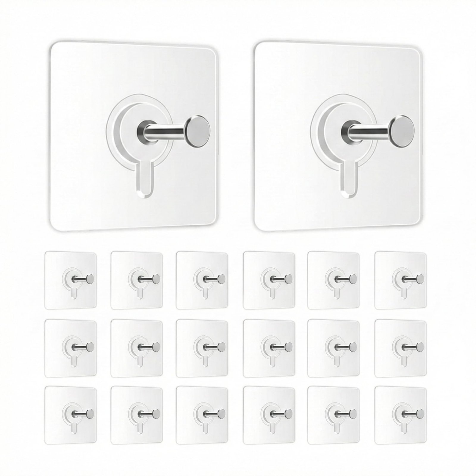 JIALTO 20 Pcs Self Adhesive Hooks for Secure Wall Hanging – Versatile 6mm Nail Hook for Photo Frames Hooks, Clocks, and More – Transparent, Heavy-Duty, No-Drill Solution