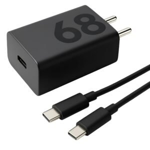 Motorola 68W TurboPower Type C Fast Charger Adapter with 1M Type C Cable Compatible with Motorola Edge 70/60 Pro/Ultra/Fusion/Stylus/G67 Power, G100/G96 5G/G57/G86/g85/Razr 50/G62, 68 W Charge, Black