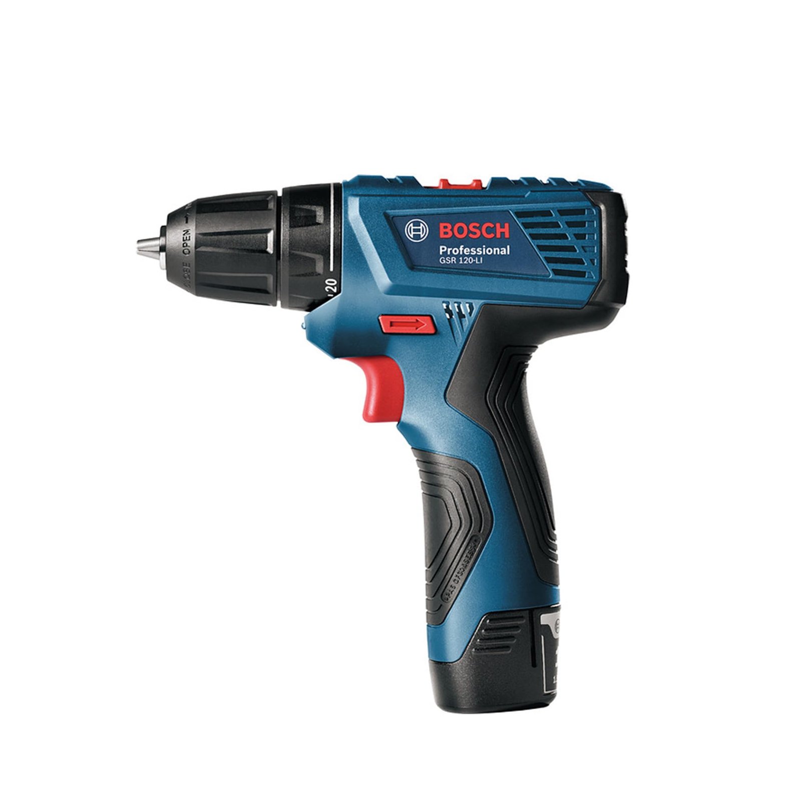 BOSCH Professional GSR 120 Li Cordless Drill Driver Speed (1st/2nd)- 0-400/0-1500 RPM Torque (Hard/Soft)- 30/14 Nm | Chuck Capacity of 10 mm | 1 12V Battery & 1 charger Included| 1 Year Warranty Blue