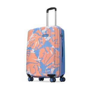 Skybags Lush Printed Medium Size Hard Case Trolley Bag, Pink-Blue