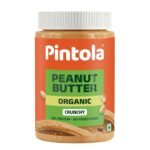 Pintola Organic Unsweetened Peanut Butter Crunchy 1kg – High Protein 30g & 9g Dietary Fiber, Made with Organic Peanuts, No Added Sugar, No Preservatives