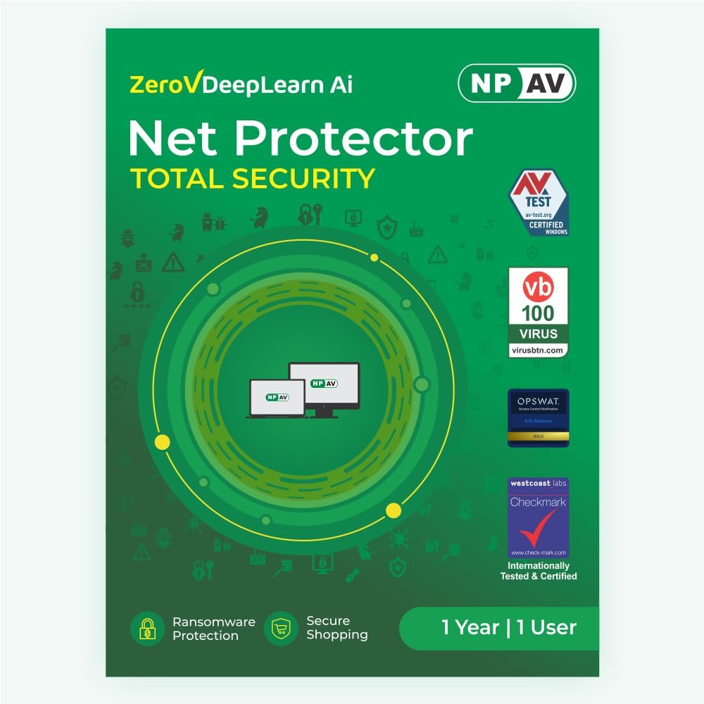 Net Protector Antivirus – Total Security 2026 | Windows PC/Laptop | 1 PC – 1 Year with ZeroVDeepLearn Ai (Email Delivery in 1 Hour – No CD)