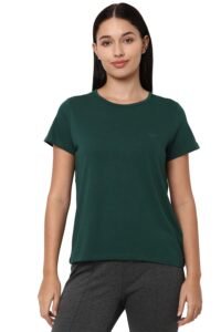 Allen Solly Women’s Solid Round Neck T‑Shirt | Regular Fit | Soft Cotton | Everyday Casual Essential