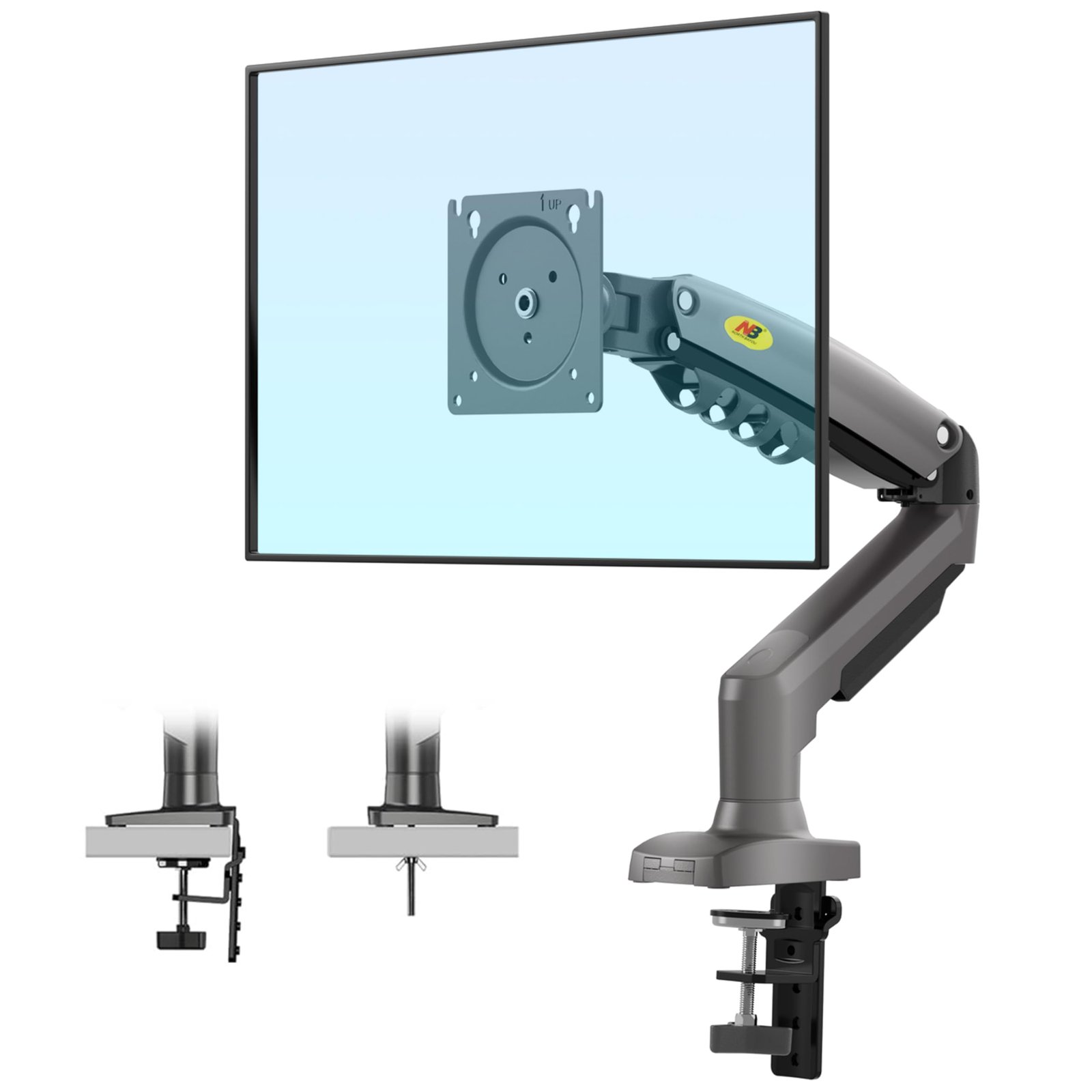 North Bayou F80 Monitor Desk Mount Stand Full Motion Swivel Arm for 17”-27” Computer Monitor (2kg-9kg), VESA 75×75, 100×100 mm, Tabletop Mount