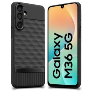 Amazon Brand-Solimo Shockproof Case for Samsung Galaxy M36 5G / F36 5G | Full Camera Protection | TPU Flexible Back Cover for Samsung Galaxy M36 5G / F36 5G (Matte Black)