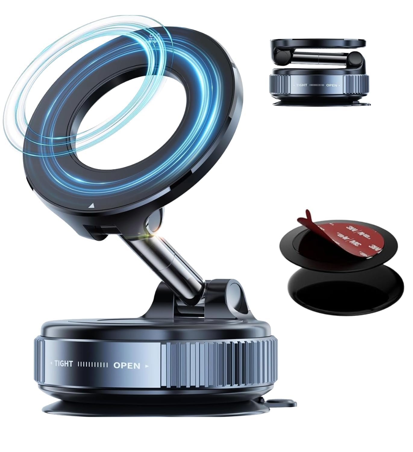 Car Mobile Holder for Dashboard Vacuum Suction180 Rotate Phone Holder Wiper, Mount Hand Handle Cleaning FreeVacuum Wiper Rotate Magnetic Cell Phone Stand
