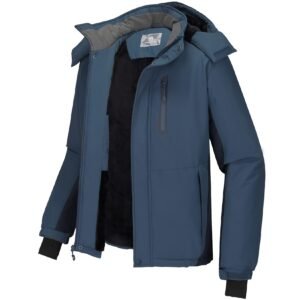 CAMEL CROWN Men’s Mountain Snow Waterproof Ski Jacket Detachable Hood Windproof Fleece Parka Rain Jacket Winter Coat