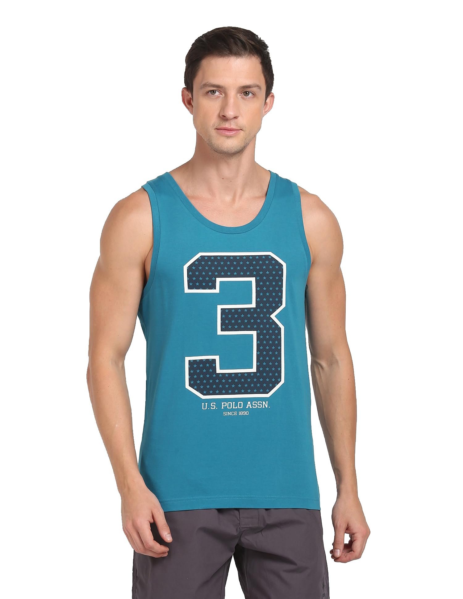 U.S. Polo ASSN. Men Cotton Regular Fit Brand Print 1617 Vest – Pack of 1