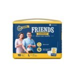 Friends Overnight Adult Diaper L Size Pants | 10 Count (Large) | Waist 30-56 inch | 16 Hrs Protection | Leakproof | Quick & Even Absorption | Unisex | Anti-Rash | Odour Lock | Superior Softness | Elastic Waist & Anti-Bacterial Absorbent Core