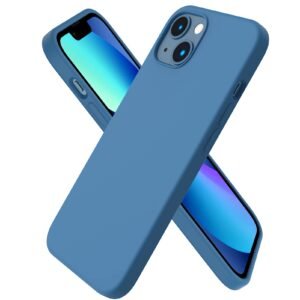 ORNARTO Compatible with iPhone 13 Case 6.1, Slim Liquid Silicone 3 Layers Full Covered Soft Gel Rubber Phone Case Protective Cover 6.1 Inch-Blue