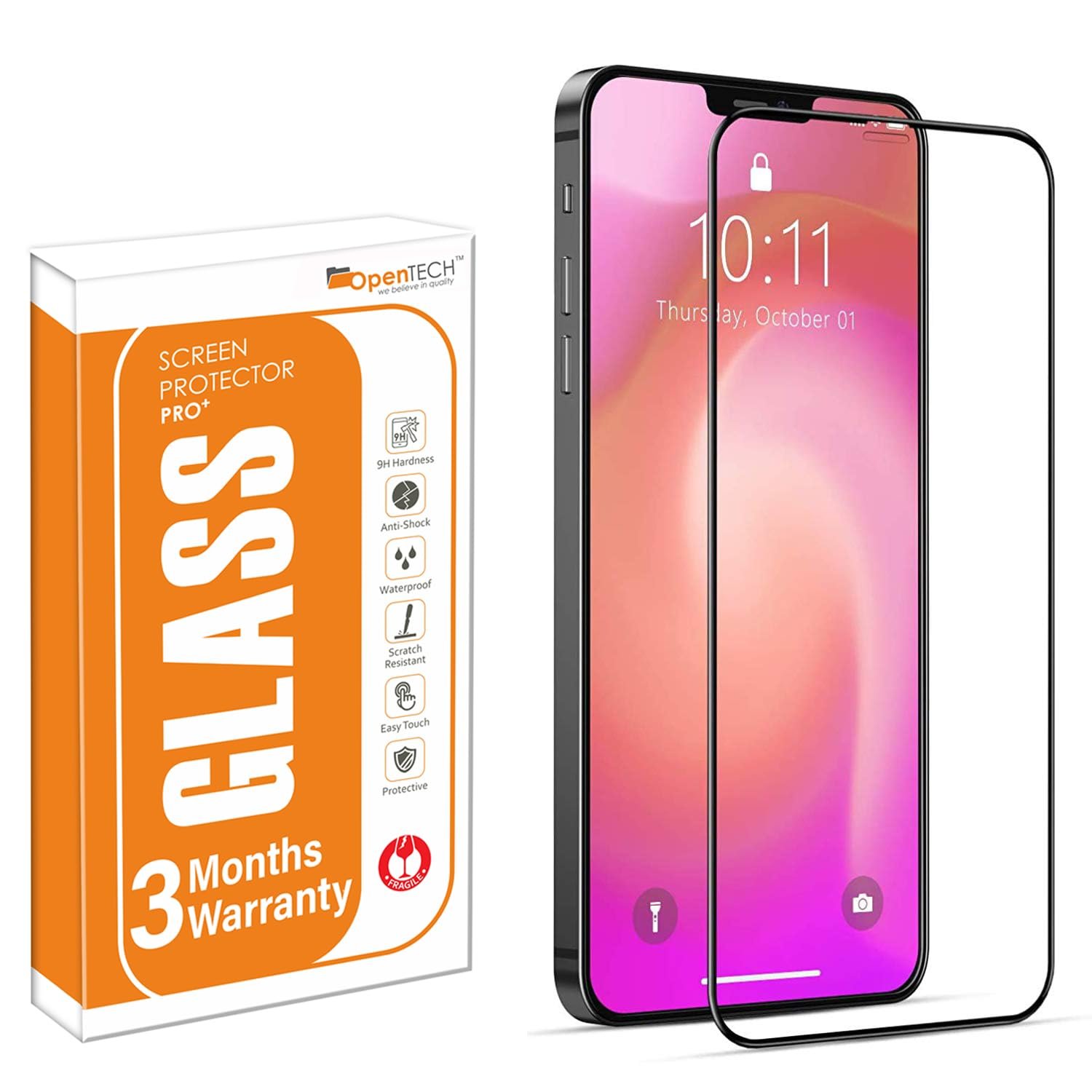 OpenTech® Military-Grade Tempered Glass Screen Protector Compatible for iPhone X/XS / 11 Pro Edge to Edge Coverage with Easy Installation kit