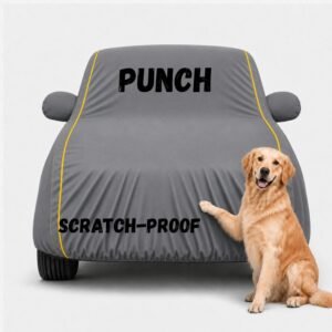 Waterproof Car Cover for Punch | Soft Cotton Lining Heavy Duty Triple Stitched Heat Resistant Outdoor Cover Comes with Mirror and Antenna Pocket Full Bottom Elastic (Grey)