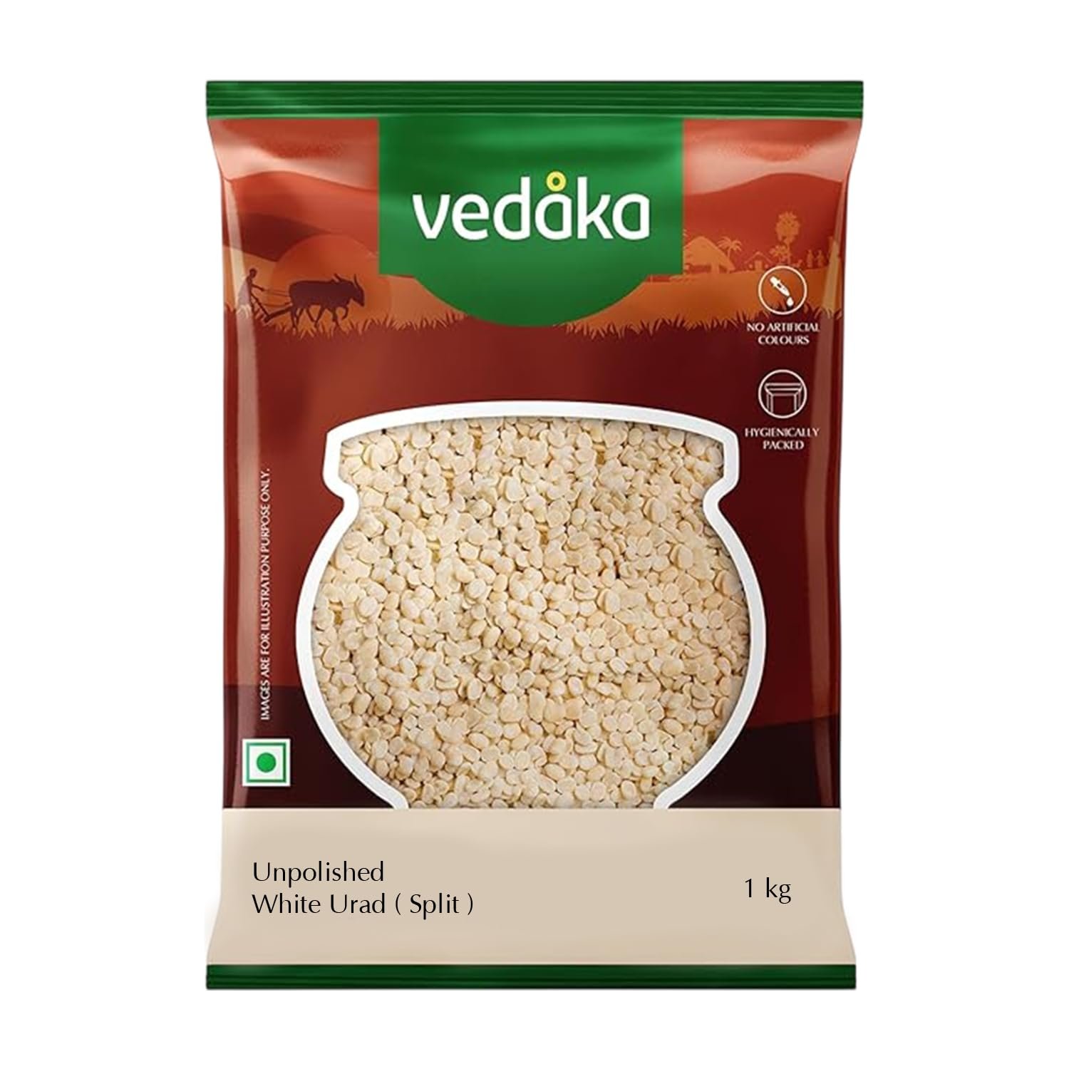Amazon Brand – Vedaka Unpolished White Urad Dal Split | 1 Kg | Naturally Rich In Protein | No Cholesterol & No Additives