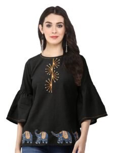 Yash Gallery Womens Premium Fabric Embroidered Casual Top Womens & Girls