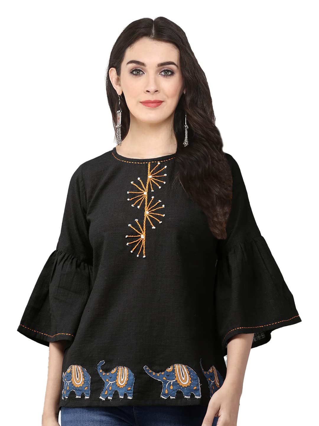 Yash Gallery Womens Premium Fabric Embroidered Casual Top Womens & Girls
