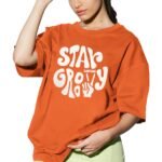 LEOTUDE Womens Oversized Round Neck Cottonblend Half Sleeve T-Shirts