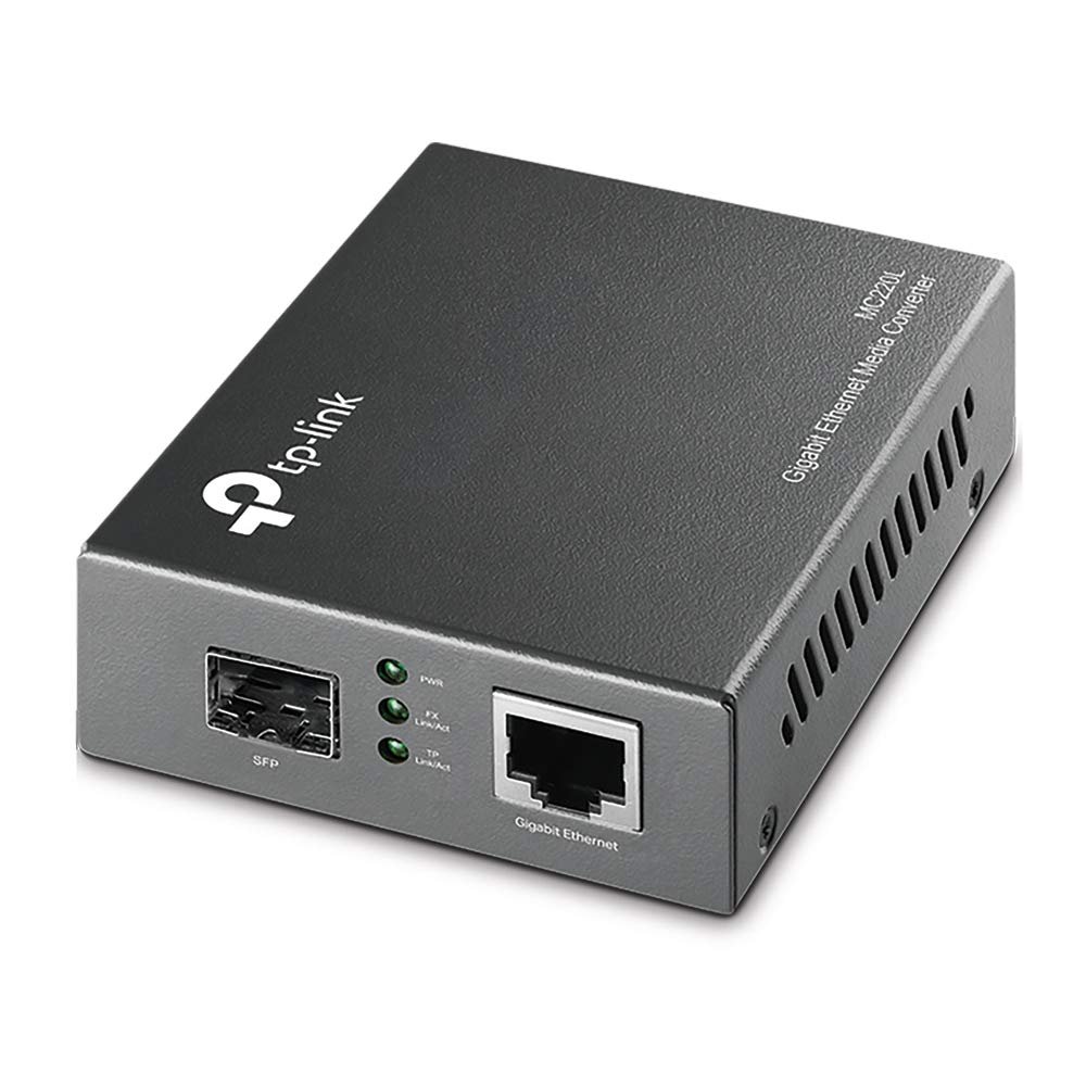 TP-Link MC220L Gigabit SFP Media Converter | 1000 Mbps RJ45 Port | IEEE 802.3ab 802.3z | Half-Duplex/Full-Duplex Transfer Mode | Long-Range Point-to-Point Connections
