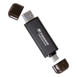 Transcend 310C 256GB USB C & USB A External Portable SSD, Up to 1,050 MB/s, 5 Yr Warranty, Black, for iPhone 15 pro max, MacBook, Ipad, Laptop and Desktop TS256GESD310C
