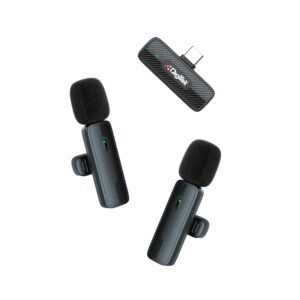 Digitek DWM-008 PRO Wireless Microphone with Type-C Receiver, 2-Mic System, 2402-2480MHz Frequency, 20m Range, 4H Battery, Plug & Play, for Android Devices, Voice Recording & Vlogging