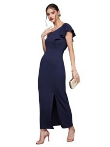 Miss Chase Women’s Comfortable Round Neck Sleeveless Striped Midi Bodycon Dress with Zipper