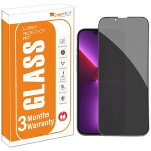 OpenTech Privacy Tempered Glass Screen Protector Compatible For Iphone 13 Pro Max / 14 Plus (6.7 Inches) With Edge To Edge Coverage And Easy Installation Kit for Smartphone