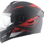 Vega Ryker Bolder Premium ISI Certified Matte Finish Full Face Helmet for Men with Dual Visor & Bold Graphic Protection – Dull Black Red, Size: L