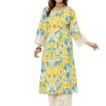 rytras Women Cotton Printed A-Line Kurta with Pant