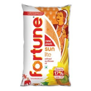 Fortune Sunlite Refined Sunflower Oil, 910gm/1L Pouch (Weight May Vary)