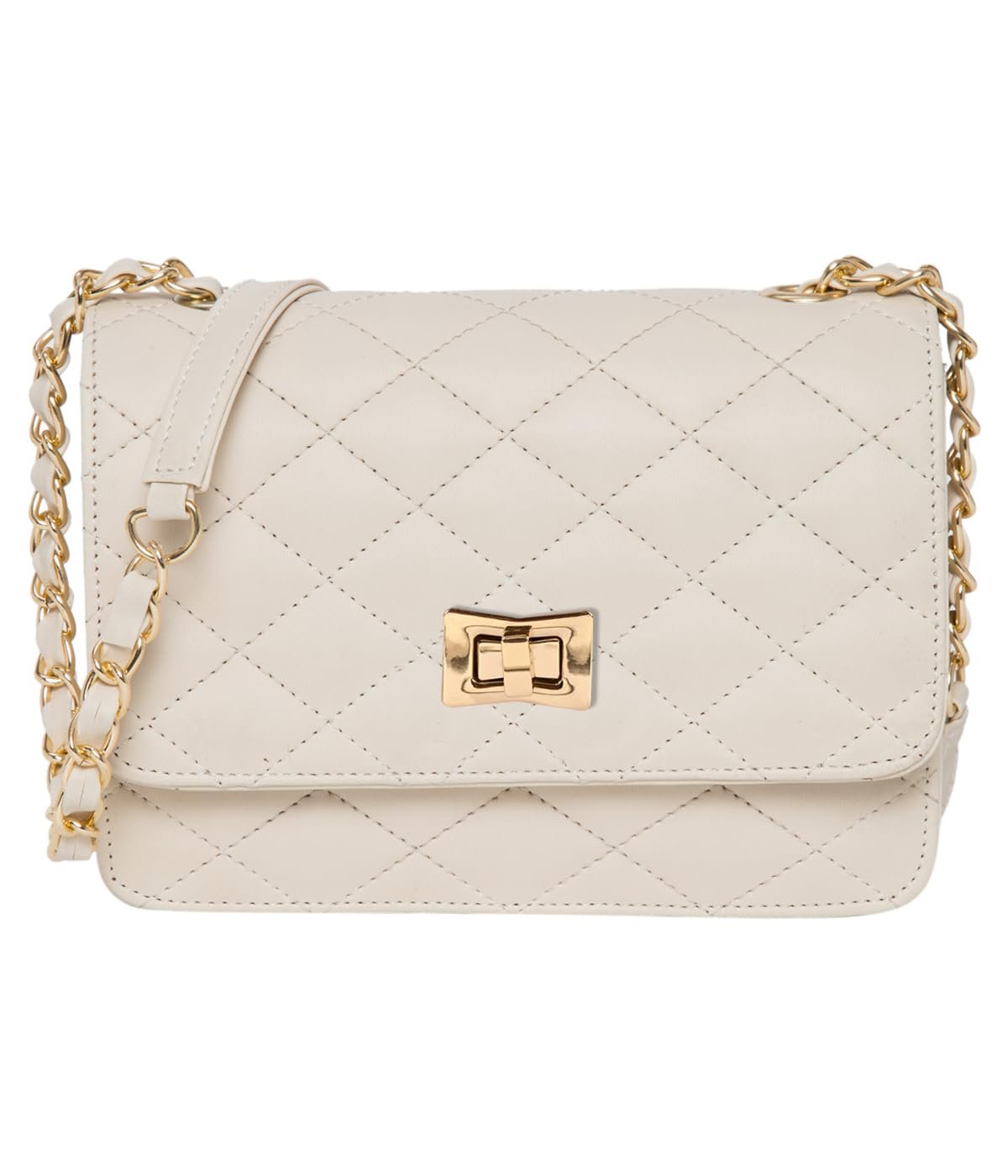 ADISA Women’s Quilted Crossbody Sling Bag – Stylish Cross Body Handbag for Girls & Women with Gold Chain (SL5059)
