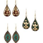 Yellow Chimes Drop Earrings For Women | Traditional Women Earrings Sets | Ethnic Combo Set Tibetan Laac Drop Earrings For Girls Accessories Jewellery | Birthday Anniversary Gift for Girls Women