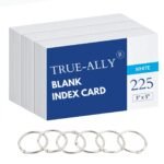 True-Ally unruled Index Flash Cards – 3×5 inch, White, 225 Cards, 200 GSM – with Free Binder Rings for Short Notes, cue Cards, Cheat Sheets, exam, Interview Preparation (3×5 inch Plain – 225 Sheets)