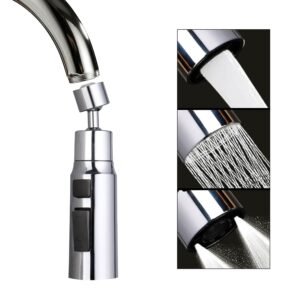 Amazon Basics Tap Extension for Kitchen Sink – Pack of 1 | 3 Flow Modes | Flexible Faucet Extender for Taps | Aerators for Water Tap | Upto 80% Water Saving – Compact