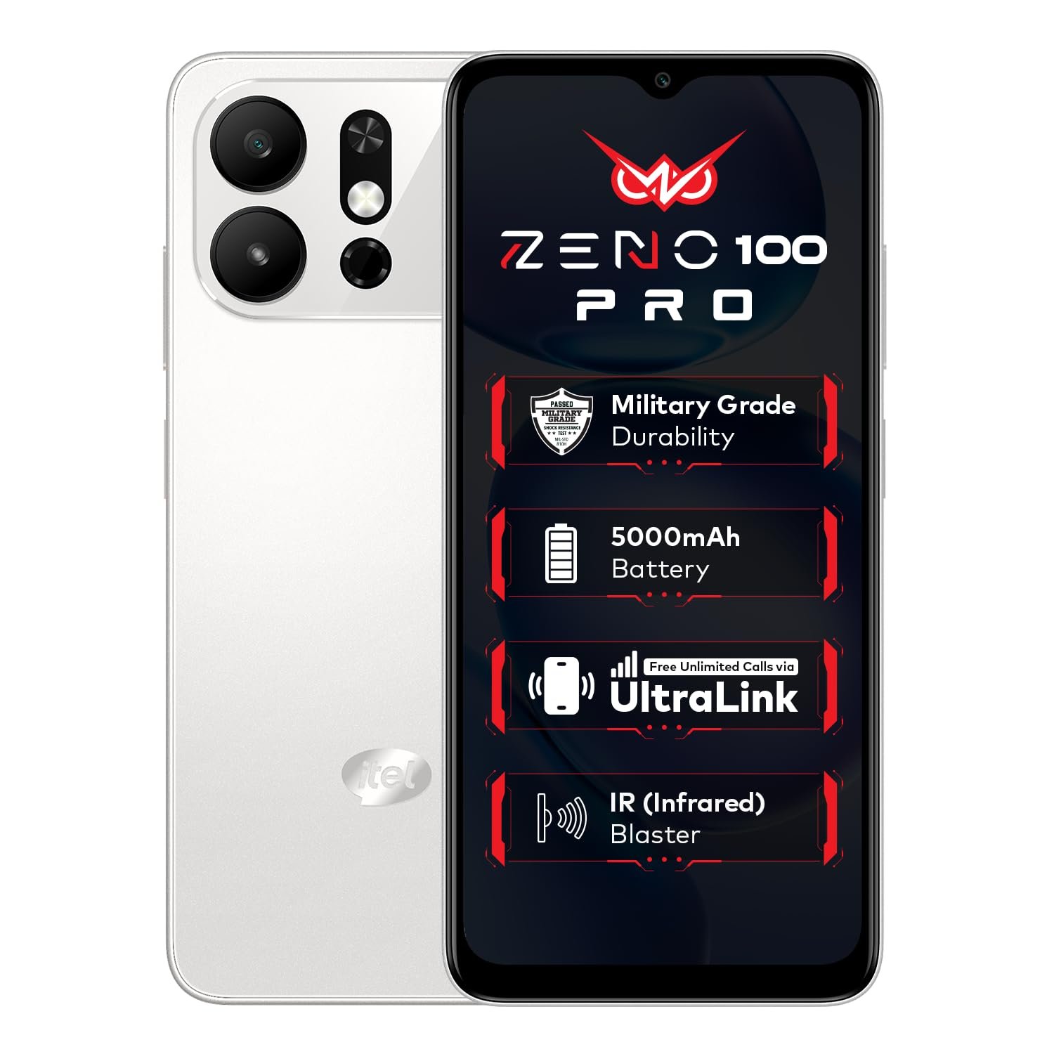 Zeno 100 Pro | 3GB RAM + 5GB Virtual RAM, 64GB Storage | 5000mAh Battery | UNISOC Octa-Core Processor | DTS Sound | Military Grade Protection | 6.6″ 90Hz HD+ Display | Android 15 Go | Cloud White