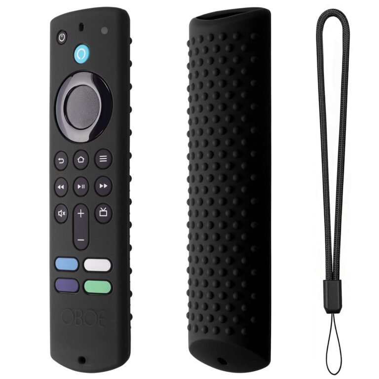 Silicone Cover Case Compatible with Fire TV Stick 3rd Gen 2021 Remote Full Wrap Remote Cover with Lanyard (D-Black) [Remote NOT Included]