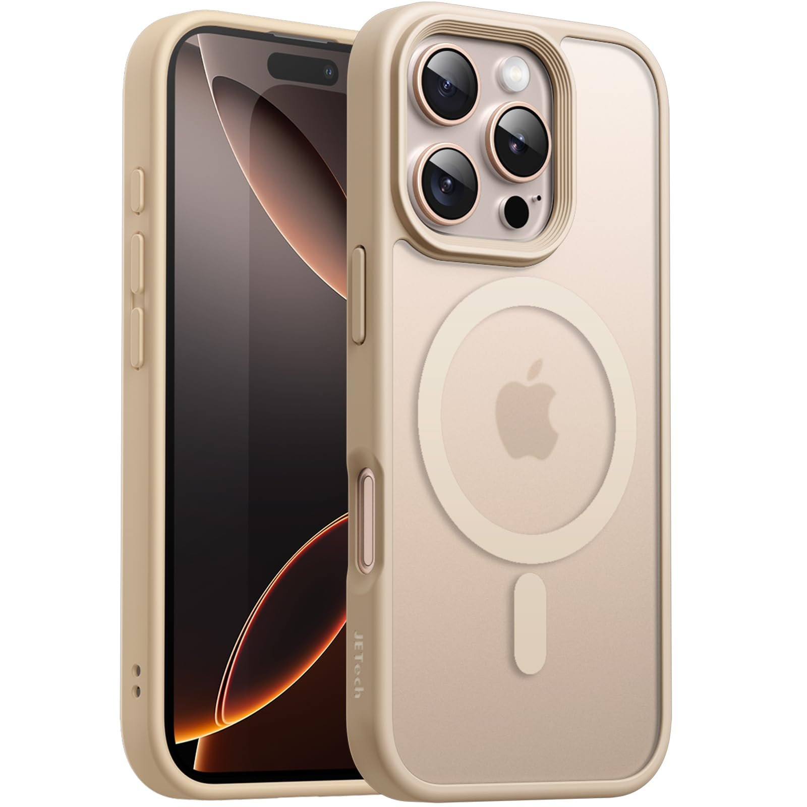 JETech Magnetic Matte Case for iPhone 16 Pro Max, Desert Titanium