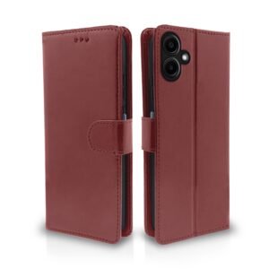 Pikkme Flip Cover for Samsung Galaxy A06 | Leather Finish | Shockproof with Card Pockets & Wallet Stand | Ultimate Protection Case(Brown)