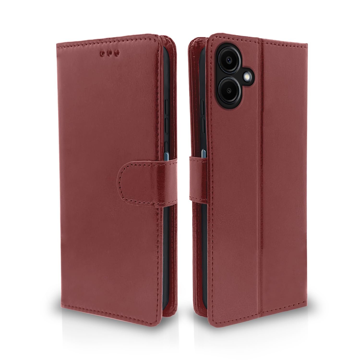 Pikkme Flip Cover for Samsung Galaxy A06 | Leather Finish | Shockproof with Card Pockets & Wallet Stand | Ultimate Protection Case(Brown)