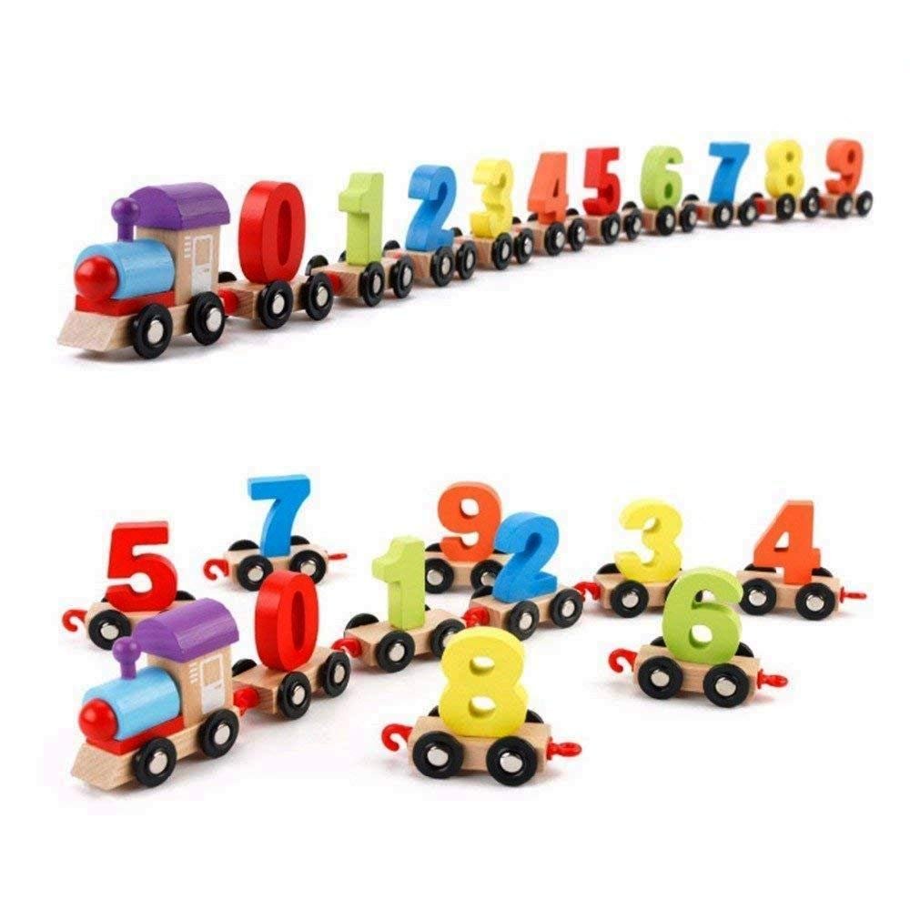 FunBlast Wooden Digital Colourful Number Train – Educational Toys for 2 Year Old, Vehicle Pattern 0 to 9 Number Learning, Learning Toys for Kids – (Multicolor)