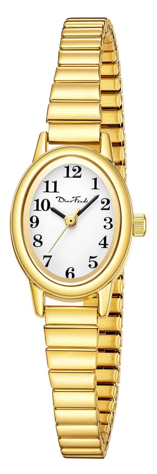 Diaofendi 3 Sizes (S/M/L) Small Gold Watches for Women – Fit 5″-8″ Expansion Band, Valentine’s Day Gifts for Mom Wife, Easy Read Ladies Quartz Watch, Water Resistant