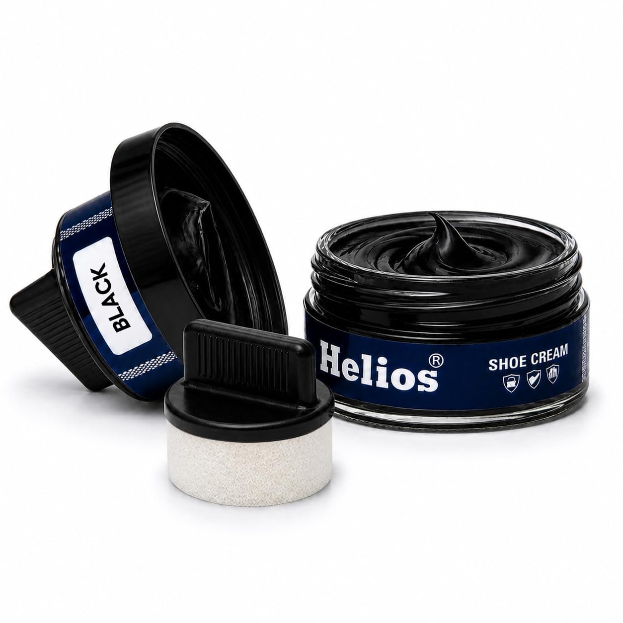 Helios shoe cream with applicator | Shoe Polish for Leather | Boot, Purse, Belt, Handbag, Jacket | Leather Conditioner | 48 GM