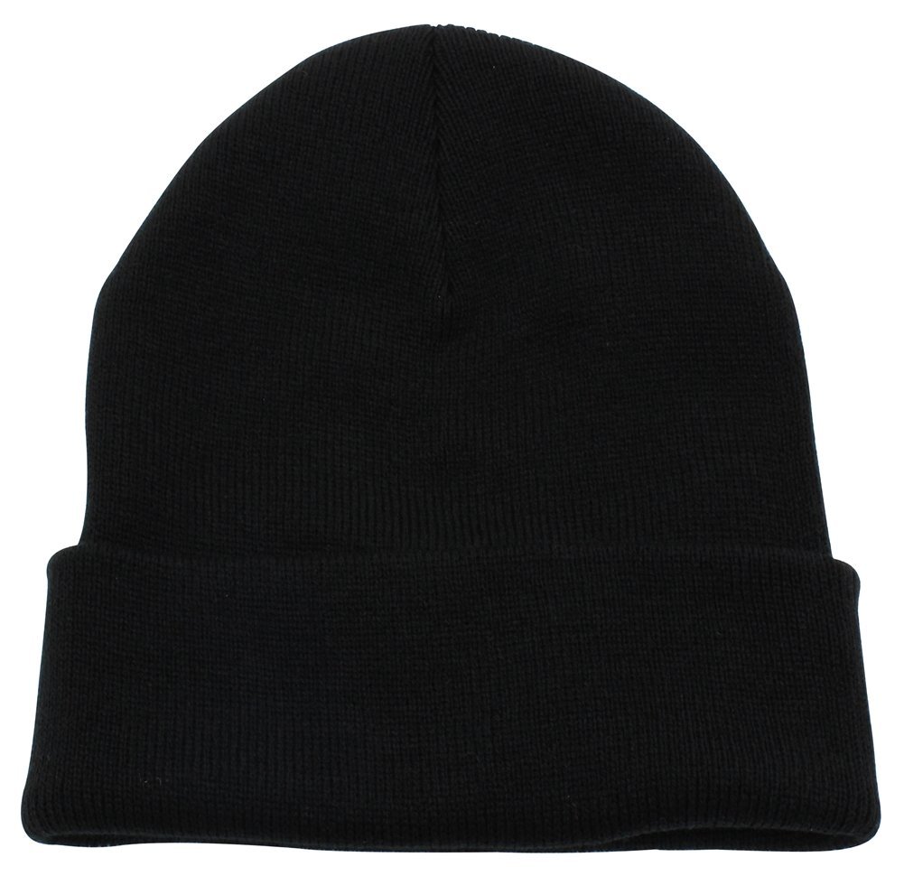 Cuffed Plain Beanie Skull Cap | Winter Unisex Knit Hat Toboggan For Men & Women | Unique & Timeless Clothing Accessories By Top Level