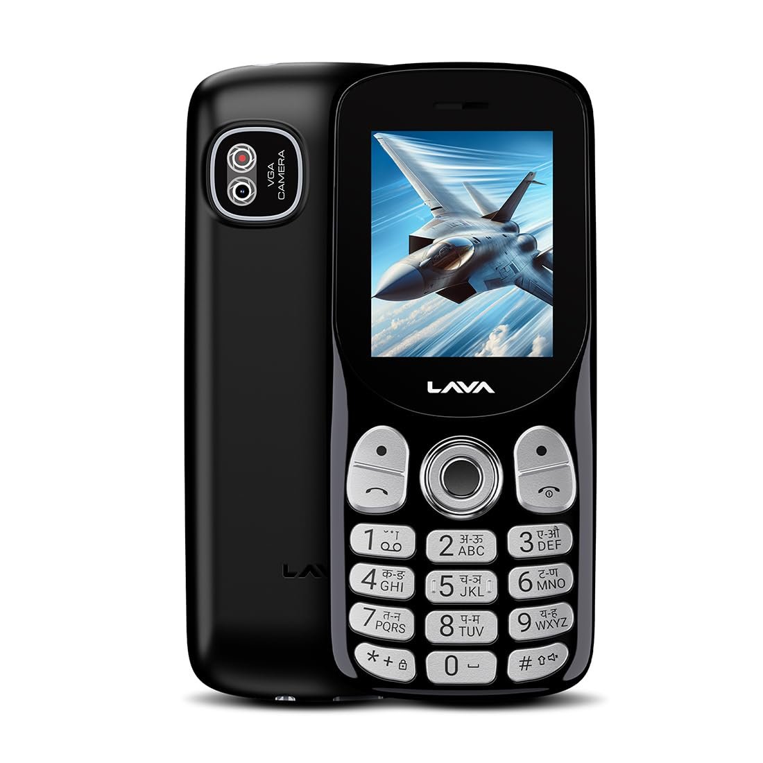 Lava A1 Tejas Dual SIM Keypad Phone with 2” Big Display | Long-Lasting AI Battery | Type C USB Port | Vibration Alert | FM Radio & MP3 Player | Military-Grade Durability – Black
