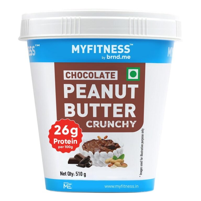 MYFITNESS Peanut Butter Chocolate Spread Crunchy 510g | 26g Protein & 9g Fiber | Tasty & Healthy Nut Butter Spread for Breakfast & Snacks | Cholesterol Free | Zero Trans Fat