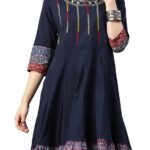 Yash Gallery Women’s Cotton Embroidered Regular Fit Anarkali Kurta for Women