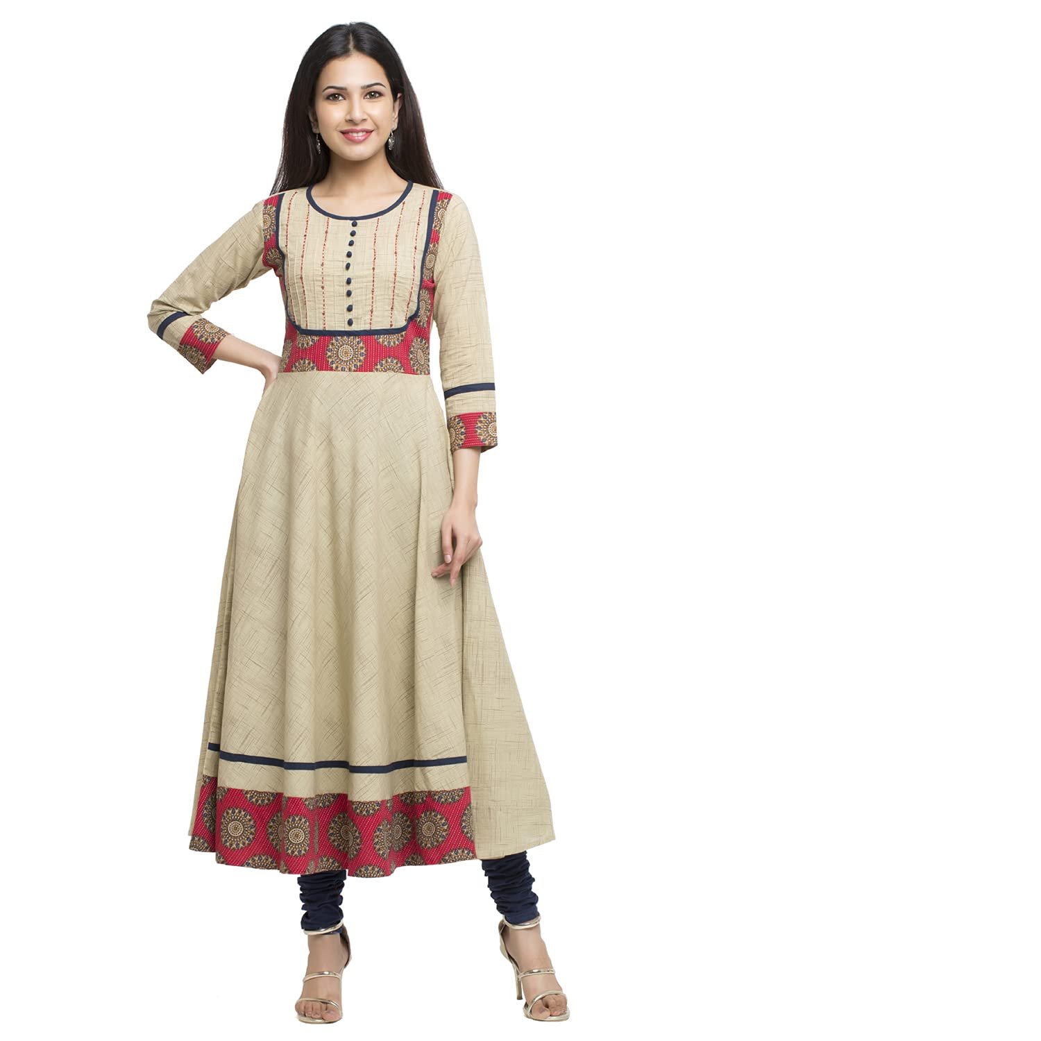 Yash Gallery Women’s Cotton Relaxed Fit Anarkali Kurta