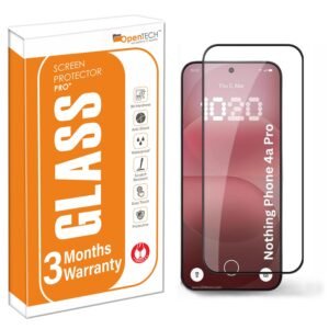 OpenTech® Military-Grade Tempered Glass Screen Protector for Nothing Phone 4A / Nothing Phone 4A Pro with Edge to Edge Coverage – Case Friendly, Anti-scratch and Bubble free installation kit