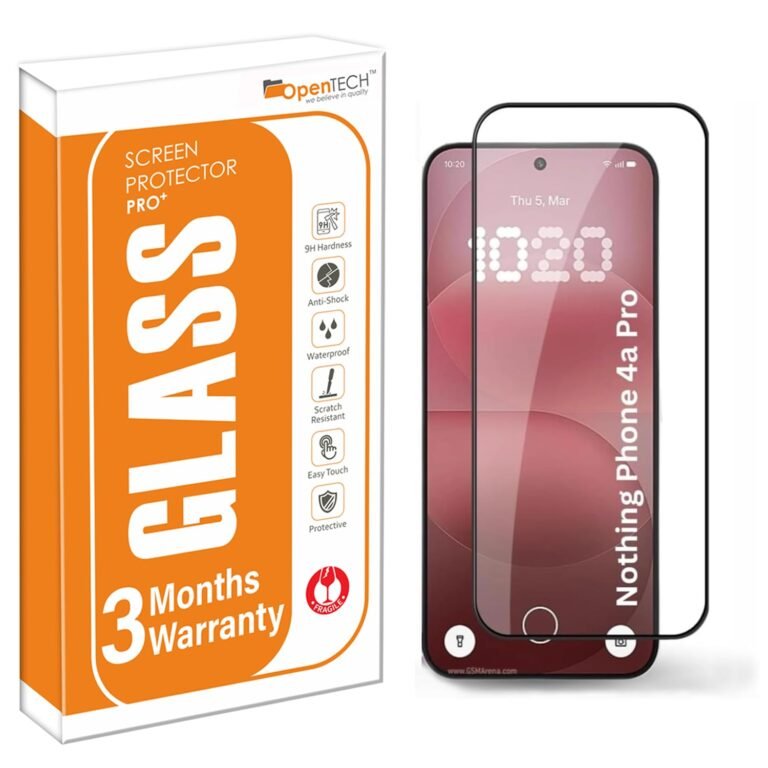OpenTech® Military-Grade Tempered Glass Screen Protector for Nothing Phone 4A / Nothing Phone 4A Pro with Edge to Edge Coverage – Case Friendly, Anti-scratch and Bubble free installation kit