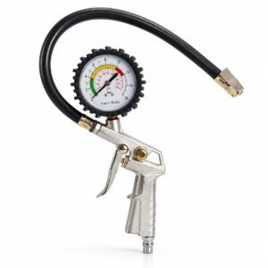 Tyre Inflator with Pressure Gauge, Flexible Air Hose & Clip-On Chuck, Tyre Air Filler Gun for Car, Bike, Motorcycle, SUV & Other Vehicles
