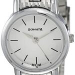 Sonata Quartz Analog White Dial Silver Stainless Steel Strap Watch For Women – NT8976SM01W
